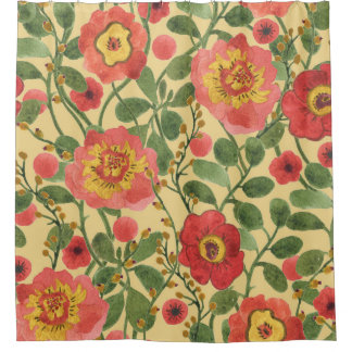 Retro Floral Watercolor: Timeless Elegance Shower Curtain