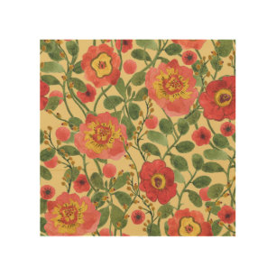 Retro Floral Watercolor: Timeless Elegance Wood Wall Art