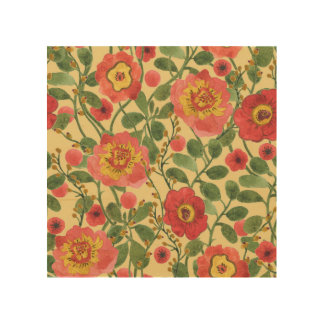 Retro Floral Watercolor: Timeless Elegance Wood Wall Art