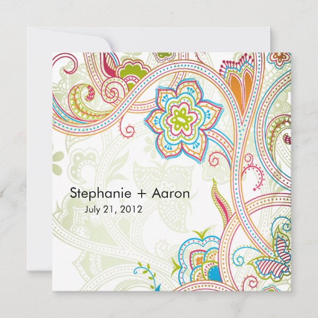 Retro Floral Wedding Invitation (Front)