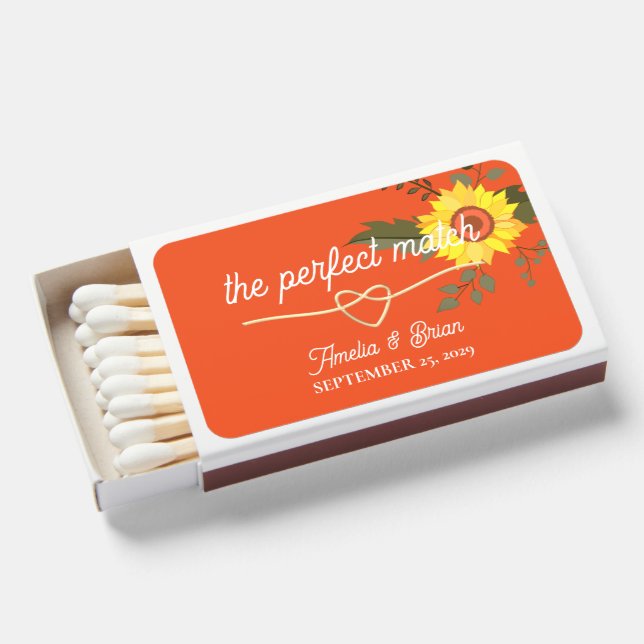 Retro Floral Wedding Matchboxes (Front Open)
