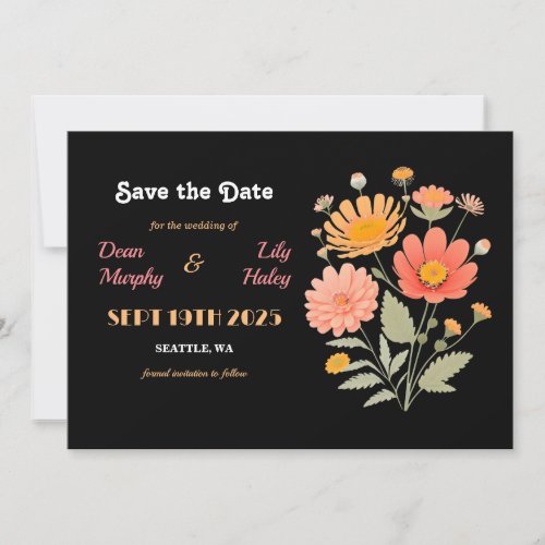 Retro Floral Wedding Save the Date