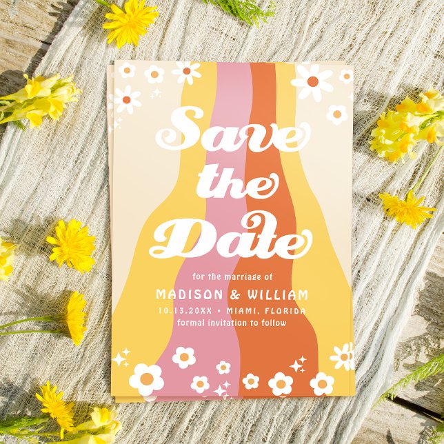 Retro Floral Wedding Save The Date Photo Invitation (Creator Uploaded)