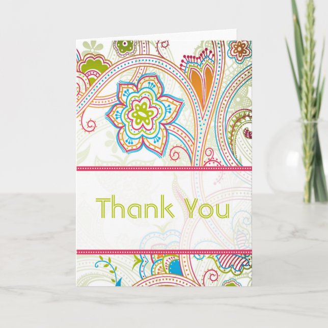 Retro Floral Wedding Thank You Cards (Front)