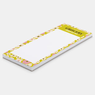 Retro Floral Weekly Grocery Shopping list Magnetic Notepad