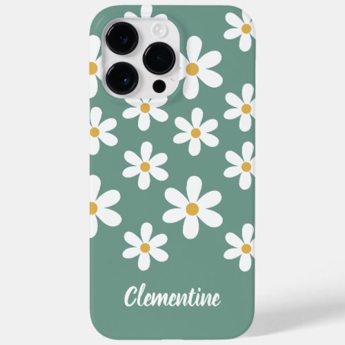 Retro Floral White Daisy Personalized Case_Mate iPhone 14 Pro Max Case