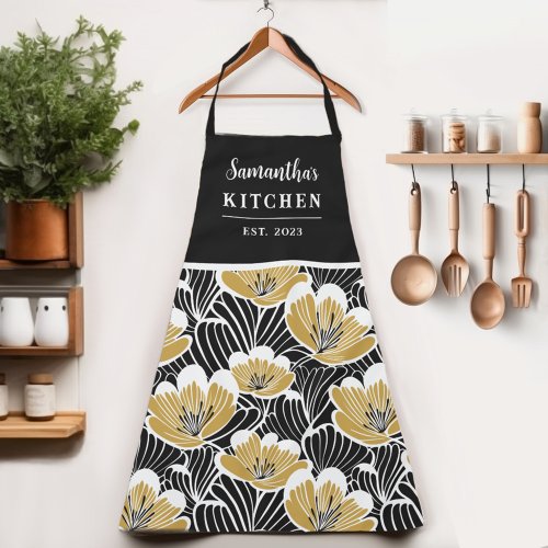 Retro Floral Womens Name Apron