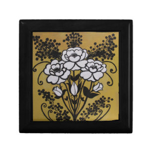 Retro Floral Wooden Jewelry Keepsake Box