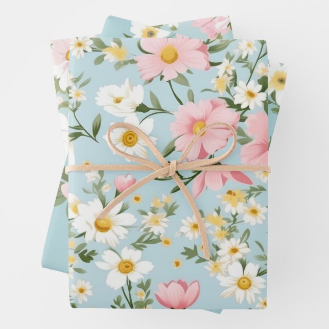 RETRO FLORAL WRAPPING PAPER SET (In situ)