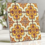 Retro Floral Yellow and Brown Ceramic Tile<br><div class="desc">Add vintage charm to your space with this retro-inspired tile featuring bold floral patterns in warm yellow,  brown,  and cream tones. The symmetrical design combines a nostalgic 1970s aesthetic with a touch of elegance,  making it perfect for backsplashes,  accent walls,  or retro-themed interior décor projects.</div>