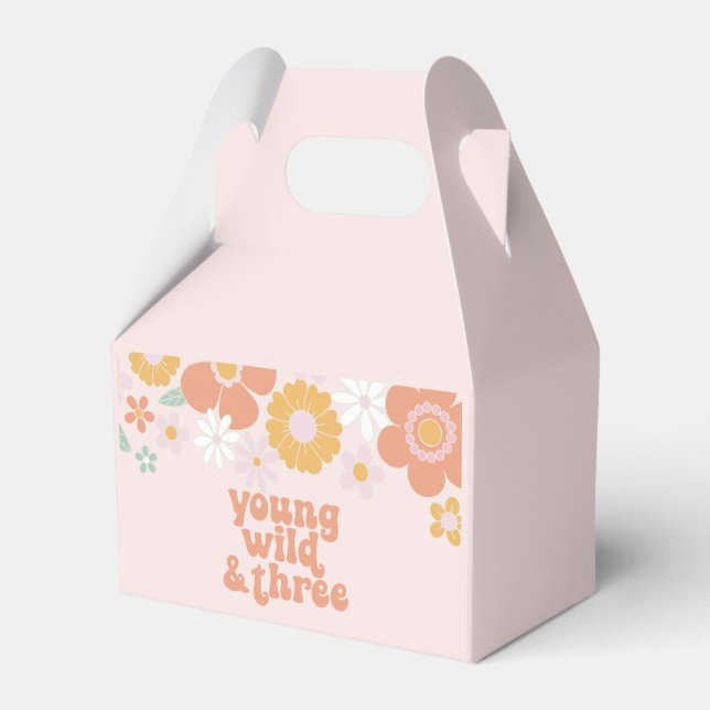 Retro Floral Young Wild Three  Favor Boxes (Front Side)