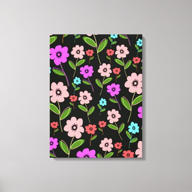 Retro Florals Canvas Print (Front)