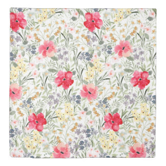Retro florals Watercolor Summer Duvet Cover