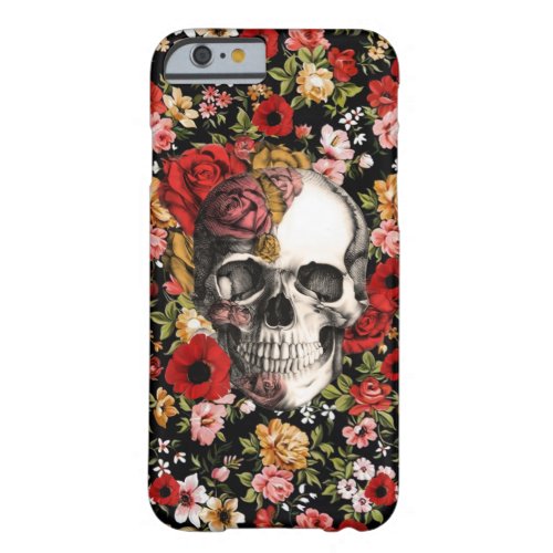 Retro florals with skull pattern barely there iPhone 6 case