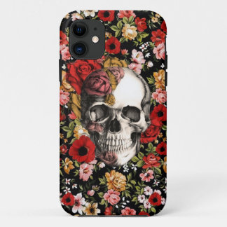 Retro florals with skull pattern iPhone 11 case
