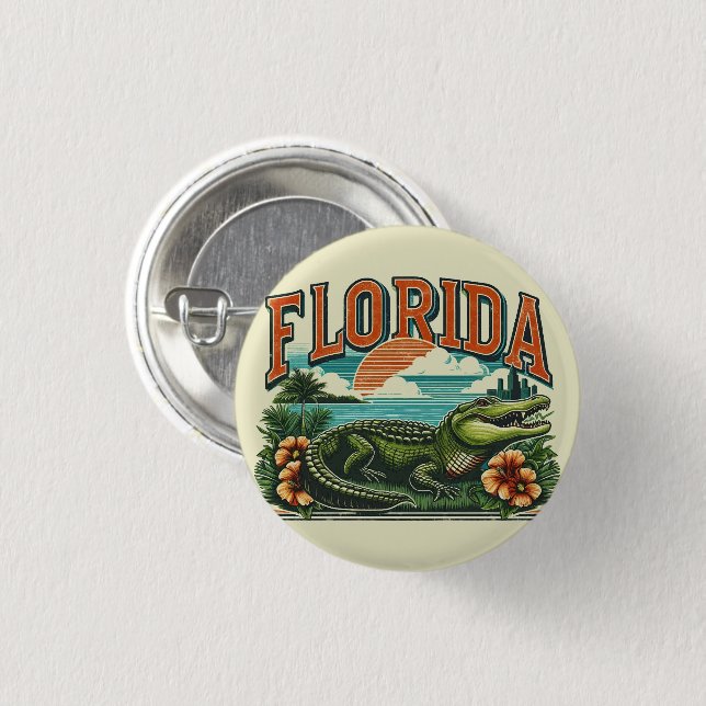 Retro Florida Alligator Button (Front & Back)