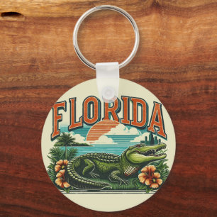 Retro Florida Alligator Keychain