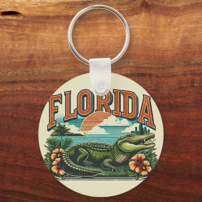 Retro Florida Alligator Keychain (Front)