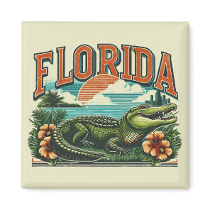Retro Florida Alligator Magnet