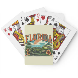 Retro Florida Alligator Poker Cards