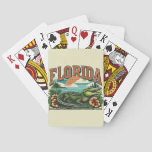 Retro Florida Alligator Poker Cards