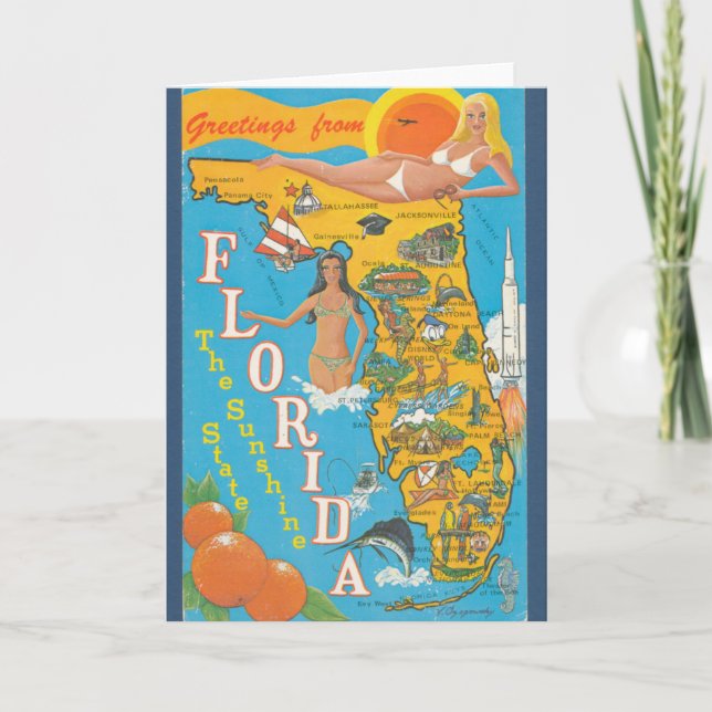 Retro Florida Greeting Card (Front)