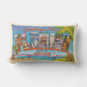 Retro Florida Greeting Throw Pillow