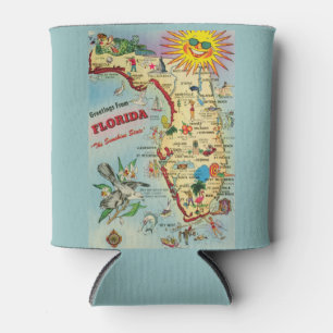 Retro Florida Map Can Cooler