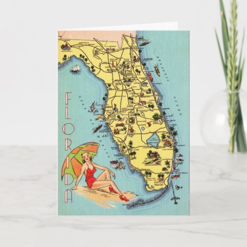 Retro Florida Map Card