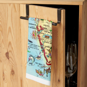 Retro Florida Map Kitchen Towel