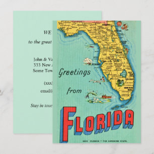 Retro Florida Map Moving Announcement
