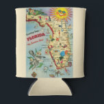 Retro Florida Postcard Map CAN COOLER<br><div class="desc">This is a terrific colorful vintage, retro map of Florida on a foam can cooler. It shows the major cities, well known Florida attractions, the state bird, fish, flower and so much more. A wonderful colorful gift for your friends and family. Personalize it with text to remind you of a...</div>