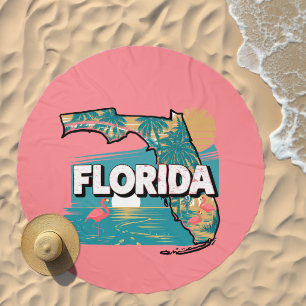 Retro Florida Silhouette Square Beach Towel