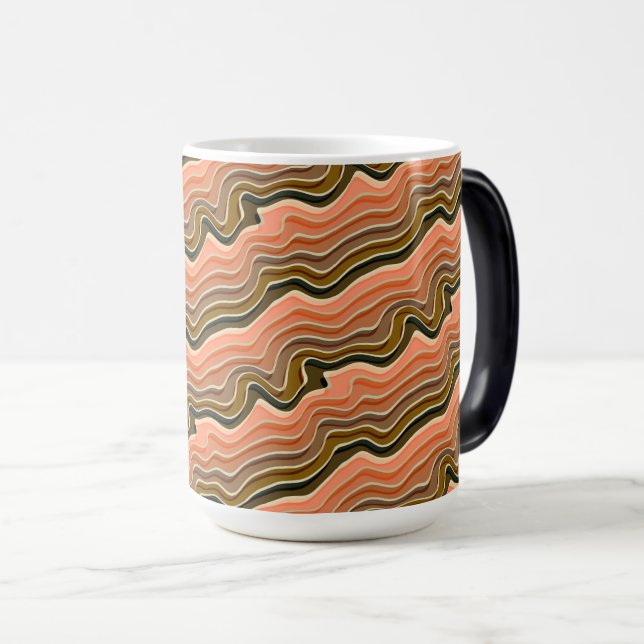 Retro Flow Ceramic Mug | Earthy Wavy Pattern (Front Right)