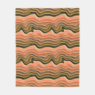 Retro Flow Cozy with Wavy Stripes Fleece Blanket