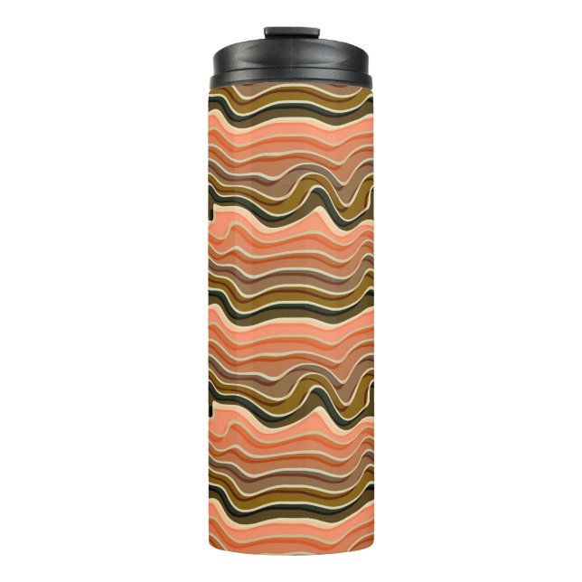 Retro Flow Wavy Lines Thermal Tumbler (Front)
