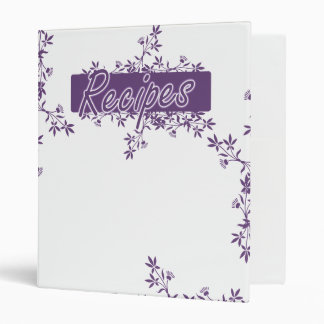 Retro Flower Border Recipes Binder - Purple