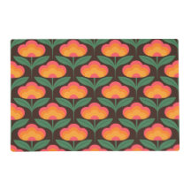 Retro flower Brighter colors on Brown