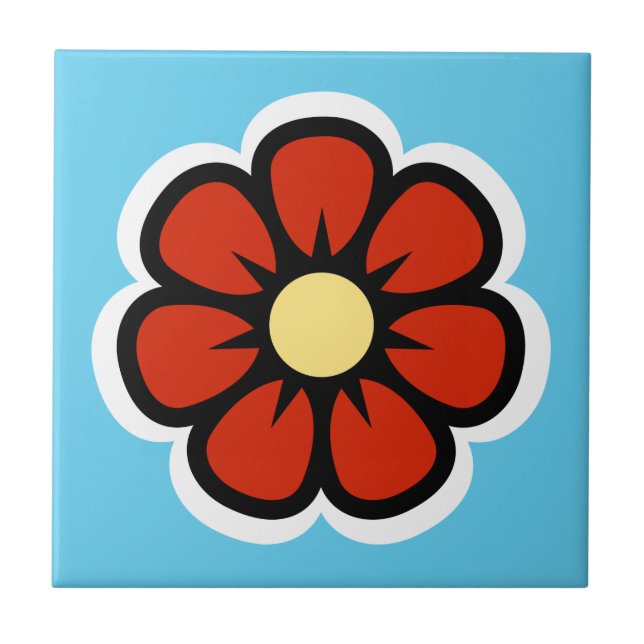 Retro Flower Ceramic Tile (Front)