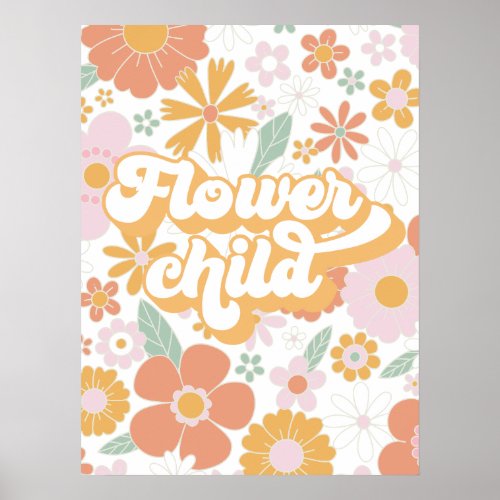 Retro Flower Child floral Poster