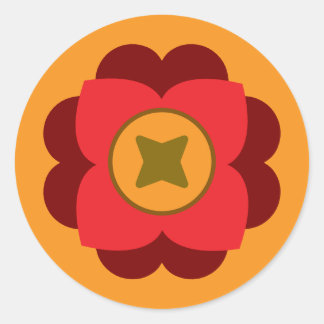 retro flower classic round sticker