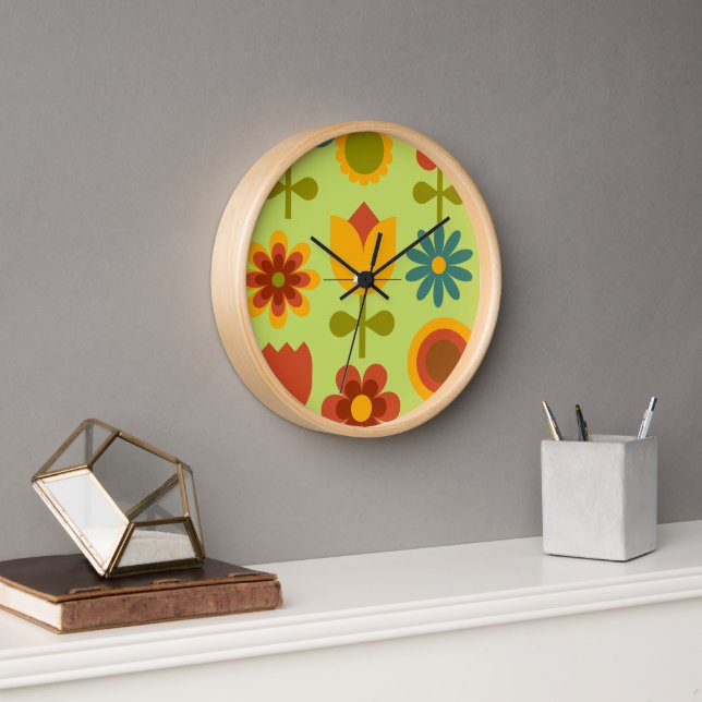 Retro Flower Clock- Natural Clock (Office)