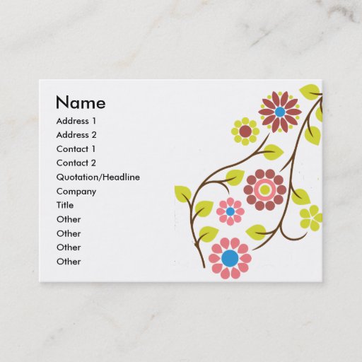 Customizable Retro Flower Contact Card Business Card Templates