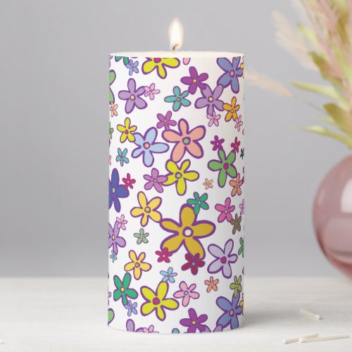 Retro Flower Creative Original Daisy Design Pillar Candle