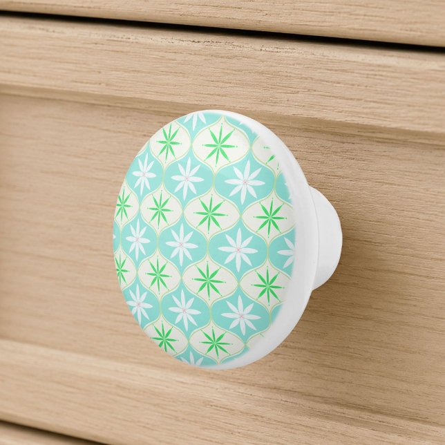 Retro Flower & Daisy Hourglass Pattern  Ceramic Knob (Creator Uploaded)