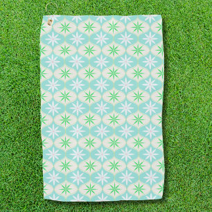 Retro Flower & Daisy Hourglass Pattern Golf Towel