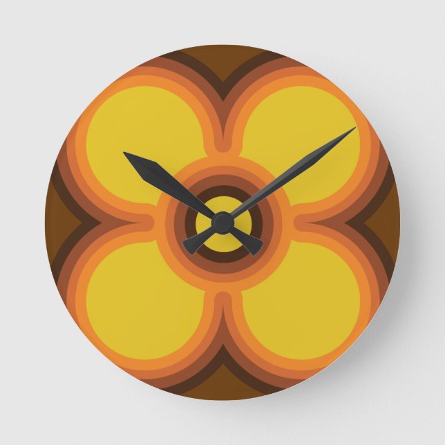 retro flower design round clock (Front)