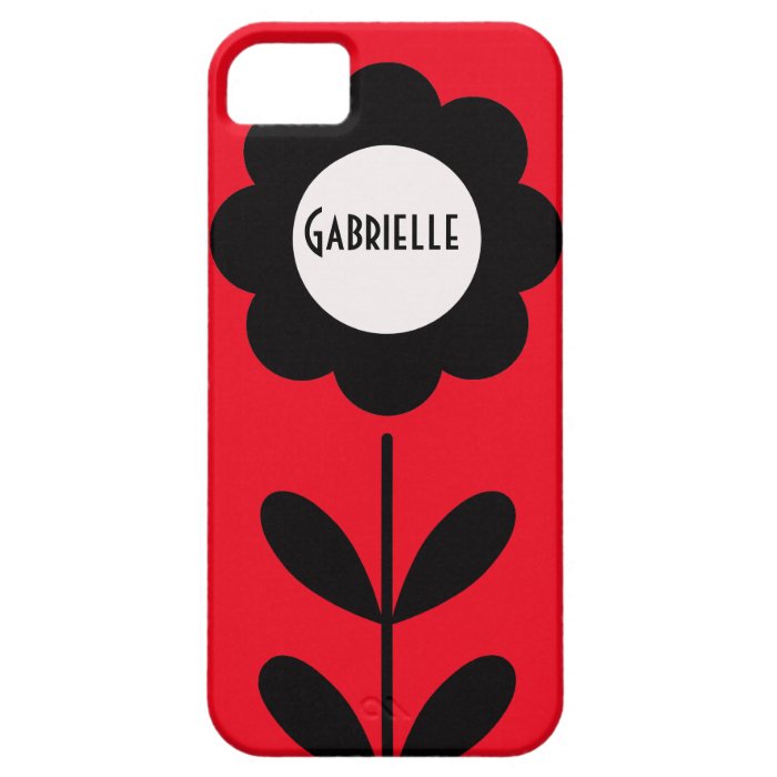Retro Flower for Custom Name Bright Red Background iPhone 5 Cover