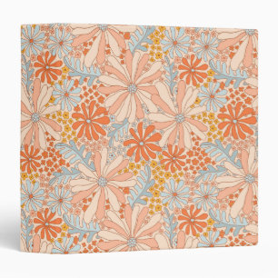 Retro Flower Garden Pattern 3 Ring Binder