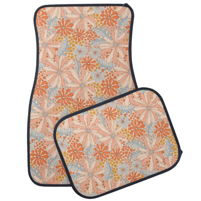 Retro Flower Garden Pattern Car Floor Mat (Set)